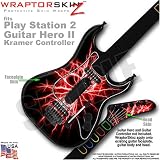 PS2 Guitar Hero II ( 2 ) Kramer Guitar Lightning Red WraptorSkinz TM Faceplate Skin by TuneTattooz TM
