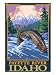 Fly Fishing Scene, Payette River, Idaho Giclee Poster Print