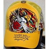 Ed Hardy - Ed Hardy Basic Yellow Cap / Hat - Tiger Design Without Rhinestone By Christian Audigier
