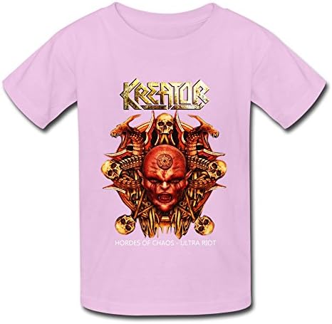 FANNG Kid's Kreator Face Logo Short Sleeve Tee Shirt Pink M