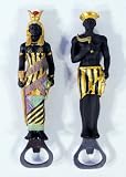Handpainted African King Queen Beer Bottle Opener With Refrigerator Magnet: Full Body Standing (Set Of 2)