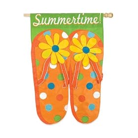 Summertime Flip Flops Applique Garden Flag