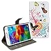 Galaxy S5 Case,Tradekmk(TM) Colorful Butterflies with Circle Wallet Leather Case Cover with Credit ID Card Slots and Stylus Pen Fit For Samsung Galaxy S5 I9600
