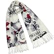 100% Pashmina Cashmere Ink Painting Watercolor Flowers Tassel Ends Long Scarf Shawl