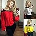 Sunward(TM) Women Sexy Off Shoulder Long Sleeve Lace Chiffon Blouse (XLarge, Red)