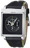Image of Asics QA5121101 - Reloj analógico de caballero de cuarzo con correa de piel negra (cronómetro) - sumergible a 30 metros