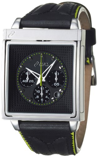 Asics Men's Chronograph Stainless Steel Case, Leather Strap Chronograph Quartz Watch QA5121101