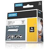 DYMO RhinoPRO Adhesive Nylon Fabric Thermal Transfer Label Tape 3/4-inch, 11 1/2-foot cassette, White (18489)