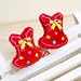 (Red) 1 Pair Baby/Todler/Girl Bell Shaped filled with Polka Dot Hair Elastic / Rubber Band/Headband/PonyTail Holder (6088-4)