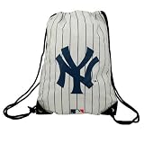 New York Yankees White Nylon Pinstriped Drawstring Backpack