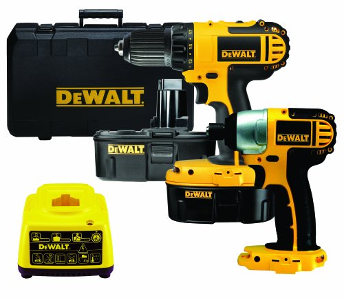 Dewalt DC721 18 Volt Drill Driver Plus DC827 18 Volt Impact Driver With 2 x 2Ah NiCad Batteries