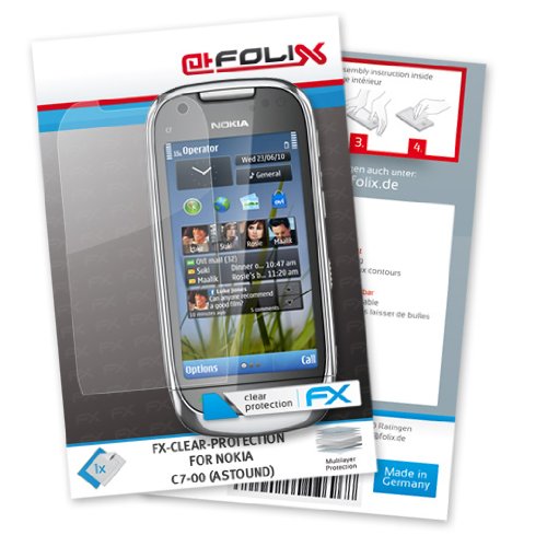 atFoliX FX-Clear Displayschutzfolie für Nokia C7-00 (Astound) - Displayschutz kristallklar! Höchste Qualität - Made in Germany!