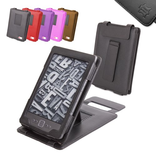 DURAGADGET Black Genuine Leather Case & Cover With Stand For Amazon's New Kindle, Wi-Fi, 6