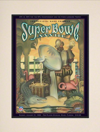 Matted 10.5 x 14 Super Bowl XXXIII Program Print | Details: 1999, Broncos vs Falcons