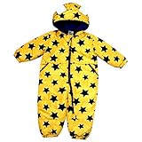 キッズ・ベビー スキーウエア 裏フリース 中綿たっぷり ジャンプスーツ 男の子 男児 (イエロー 90cm)