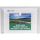 C-Line Reusable Biodegradable Poly Envelopes, Side Loading, Letter Size, Clear, 5 Envelopes per Pack (35107)