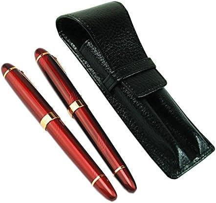 2 X Jinhao X450 Dark Red Fountain Pen & Roller Pen / Leather Pen Case