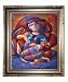Art Reproduction Oil Painting - Abstract: Inferno of Thoughts with Florentine Dark Champagne Frame - Dark Champagne Finish - 27 X 31 - Hand Painted Framed Canvas Art