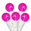 Set of 50 Pink LED G12 Berry Fashion Glow Christmas Lights - White Wire
