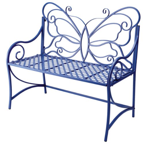Outdoor Garden Bench with Butterfly Back in Hydrangea Finish