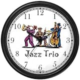 Jazz Trio No.1 Jazz Musician Wall Clock by WatchBuddy Timepieces (Hunter Green Frame)