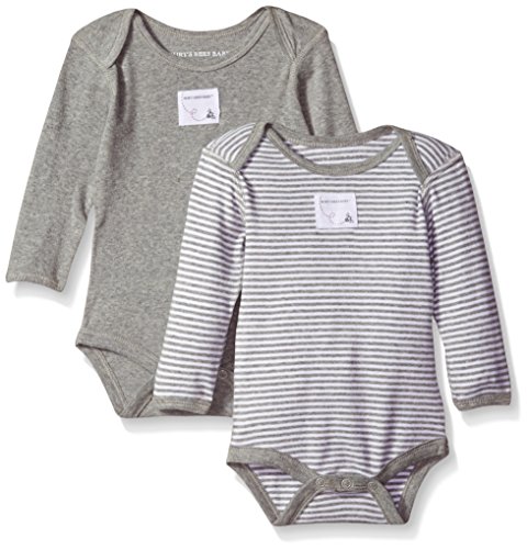 Burt's Bees Baby Unisex Baby 2 Pack Essentials L/S Bodysuits (Baby)-Heather