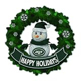 15" NFL New York Jets Lighted Snowman Artificial Christmas Wreath