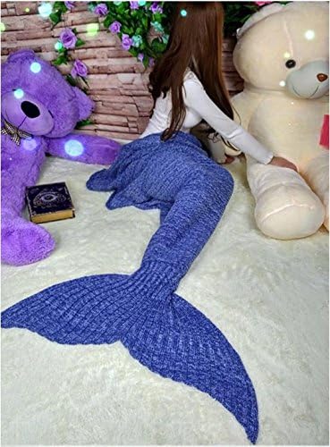 Mermaid tail sofa blanket blanket thicker blankets Handmade wool knitted rugs pink 110*190cm