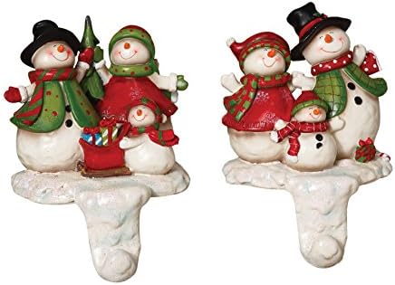 6" Resin Snowman Family Stocking Holder, 2 Asst
