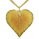 Heart Shaped 24K Gold Overlay Leaf Pendant on Multi Chain Necklace
