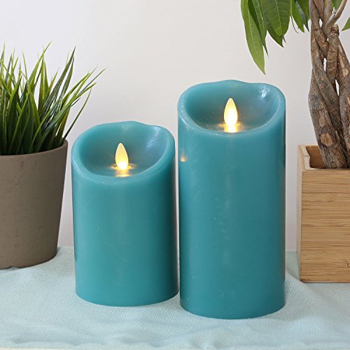 Luminara Set of 2 Blue Sage 5" and 7" Moving Wick Flameless Candles