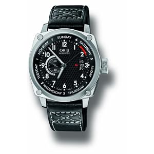 Oris Men's 4154LS BC4 Black Dial Leather Strap Watch