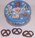 Scott's Cakes 1 lb. Milk Chocolate Covered Pretzel in a Christmas Cookie Tin