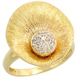 14k Gold Oyster Shell Ring, w/ 0.14 Carat Brilliant Cut Diamonds, 11/16 in. (17mm) wide