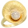 14k Gold Oyster Shell Ring, w/ 0.14 Carat Brilliant Cut Diamonds, 11/16 in. (17mm) wide