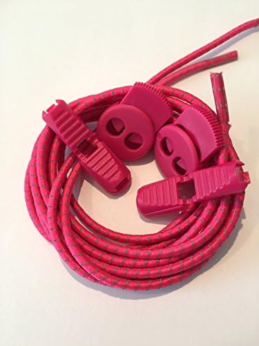 EREV Sport 3M Lock Laces No Tie Tri Elastic Shoelaces Triathlon (Hot Pink)