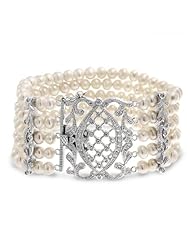 Bling Jewelry Great Gatsby Inspired Victorian Pearl Multistrand Bridal Bracelet