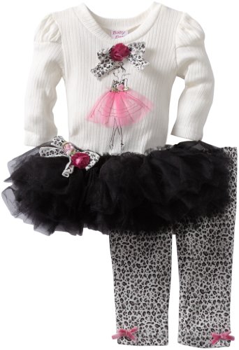 Blueberi Boulevard Baby-girls Newborn Bows Embroidered Ballerina Knit Set With Mesh Tutu Skirt