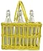 Hand Woven Lemon Yellow Painted Willow Basket with 3 Glass Water Bottles, Bottle = 12"H, 36oz