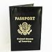 Leather Passport Cover Case US Gold Logo Holder Wallet Travel Protector Black