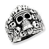 Sterling Silver Antiqued Skulls Ring