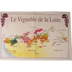 Loire Region Wines map instructional and Pictorial on Printed Towel. Terroirs de France Tea Towel