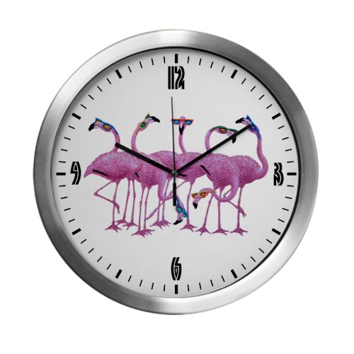 Modern Wall Clock Cool Flamingos with Sunglasses