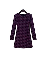 Long Sleeves Knee Length Plaid Print Jumpsuit 