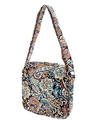 Belvah Quilted Floral Paisley Messenger Crossbody Bag