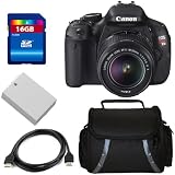 Canon T3i 18 MP CMOS Digital SLR Camera and DIGIC 4 Imaging with EF-S 18-55mm f/3.5-5.6 IS Lens + 16GB SDHC Memory + Canon LP-E8 Equivalent Replacement Battery (Generic) + Deluxe Case + HDMI Cable