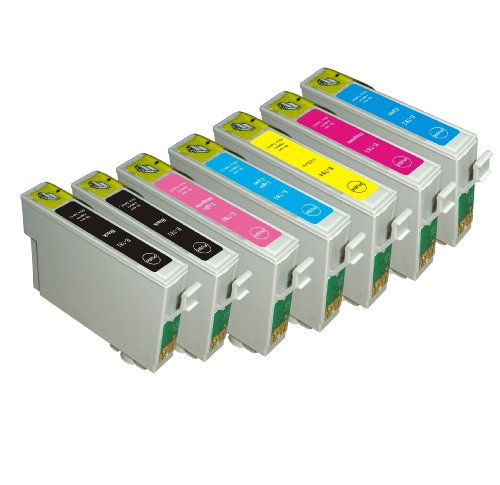 photo printer inkjet Discount 7 Pack Epson Ink Cartridges for Epson Stylus Photo R260, R280, R380, RX580, RX595, RX680, Artisan 50 (T078- BK, C, M, Y, LC, LM)