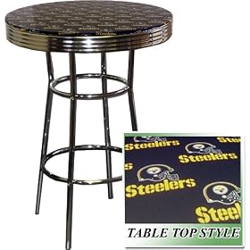 New Chrome Finish Metal Round Bar Table w  Glass Table Top & Pittsburgh Steelers NFL... by The Furniture Cove&node=1055398