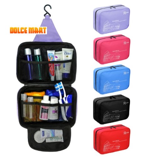 【Dolce Mart】吊るせるトラベル バッグ 小物整理 旅行に最適 コスメ 化粧品 ポーチ (ブラック)