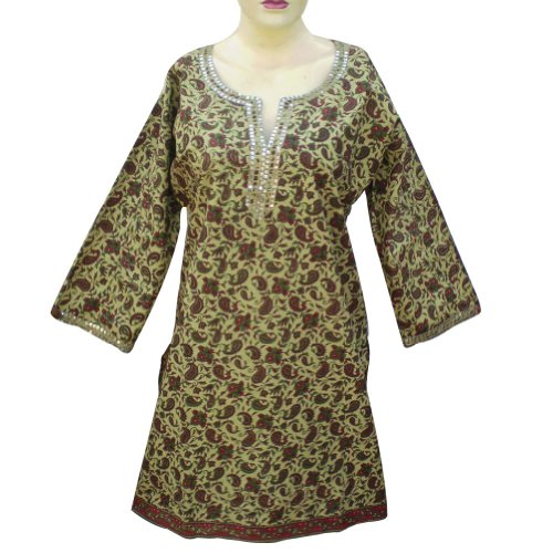 Handmade Block Printed Ladies Cotton Top Designer Neck With Sequins Work (Free Shipping) LLtop0002rr